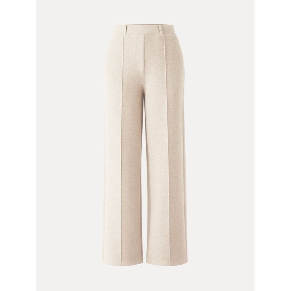 NWT OGL FuzzLuxe High Waist Relaxed Straight Leg Pull On Pant Cream Trousers M